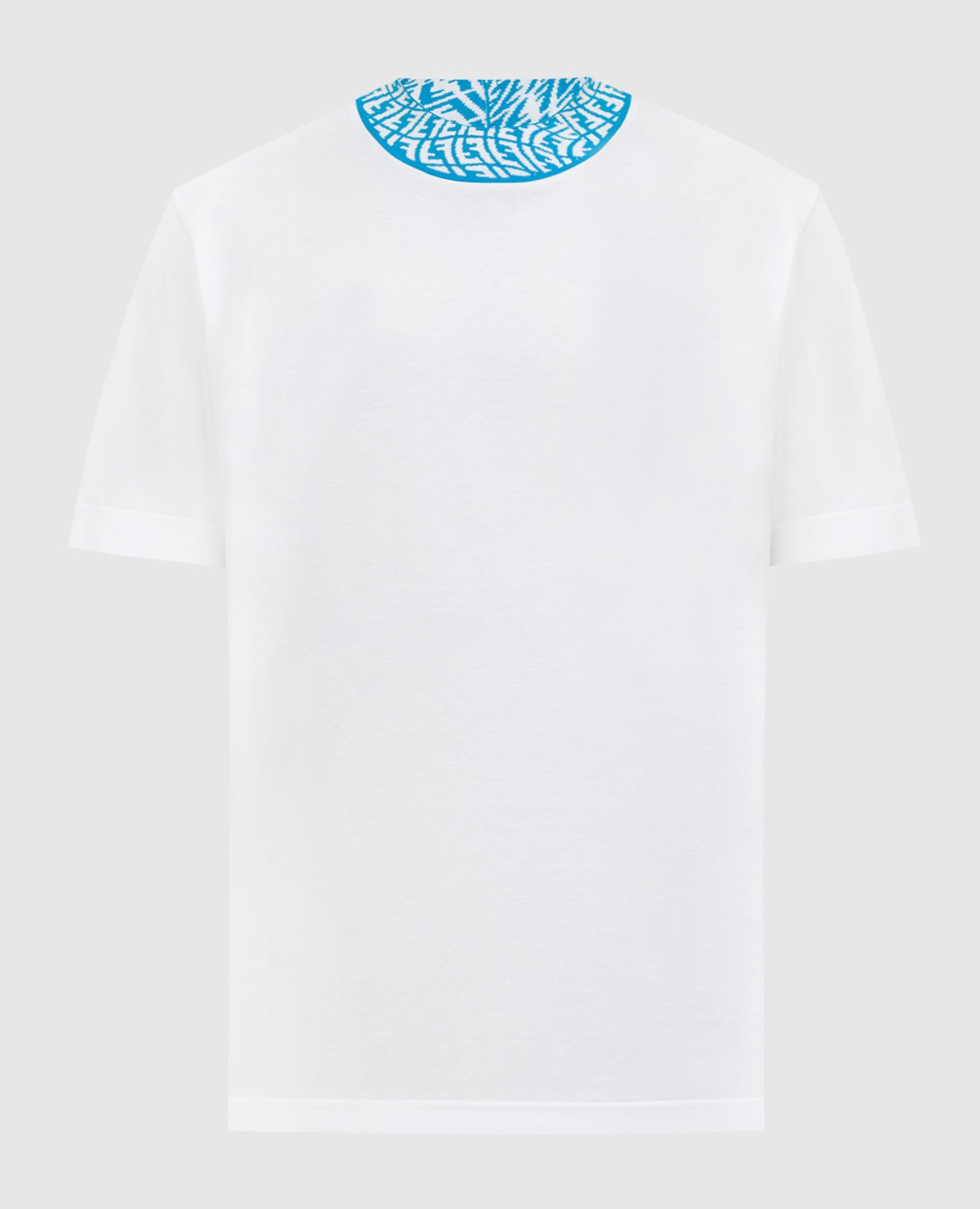 Fendi White T-shirt with a pattern on the collar