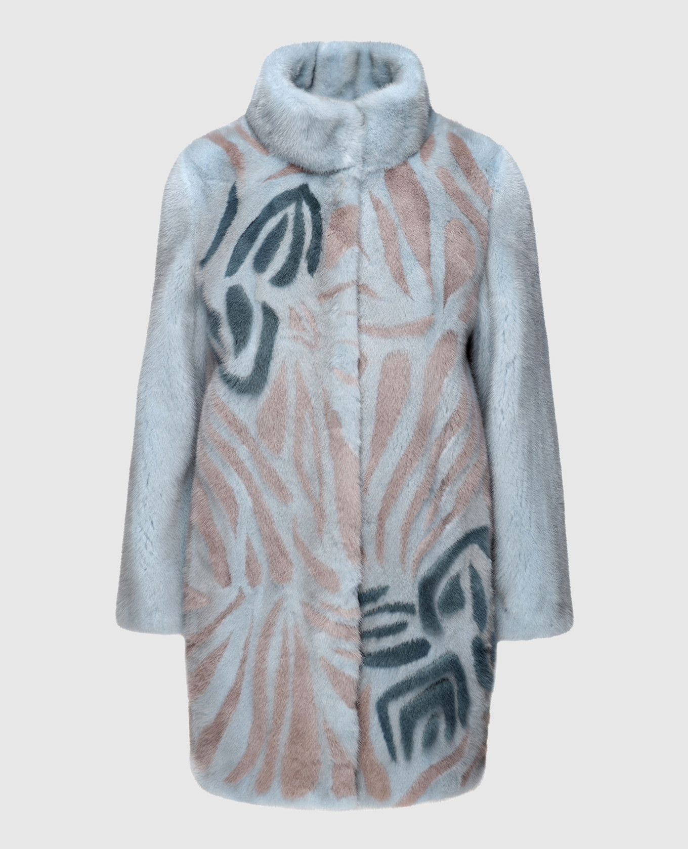 Light blue fur coat made of mink fur