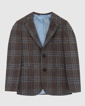 Stefano Ricci Checked wool, cashmere and silk children's jacket Y1RF376000WKL900