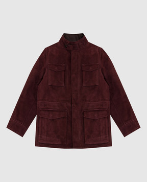 Stefano Ricci Children's burgundy suede jacket Y7J9400020SUEDE