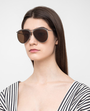 Alexander McQueen Aviator sunglasses with brown lenses AM0115S30001841