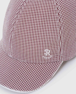 Stefano Ricci Children's light burgundy checkered cap YVF5190K903