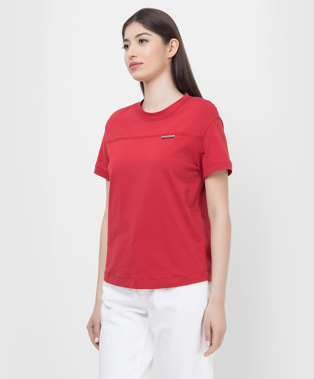 Tシャツ・カットソー BRUNELLO CUCINELLI Women Tops ML929HA810C7048 Red Brunello Cucinelli - Red T-shirt with chains M0A45DD360
