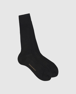 Stefano Ricci Graphite ribbed socks C009UN0001C009UN