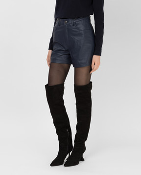 Simonetta Ravizza Zinnia navy leather shorts ZINNIA