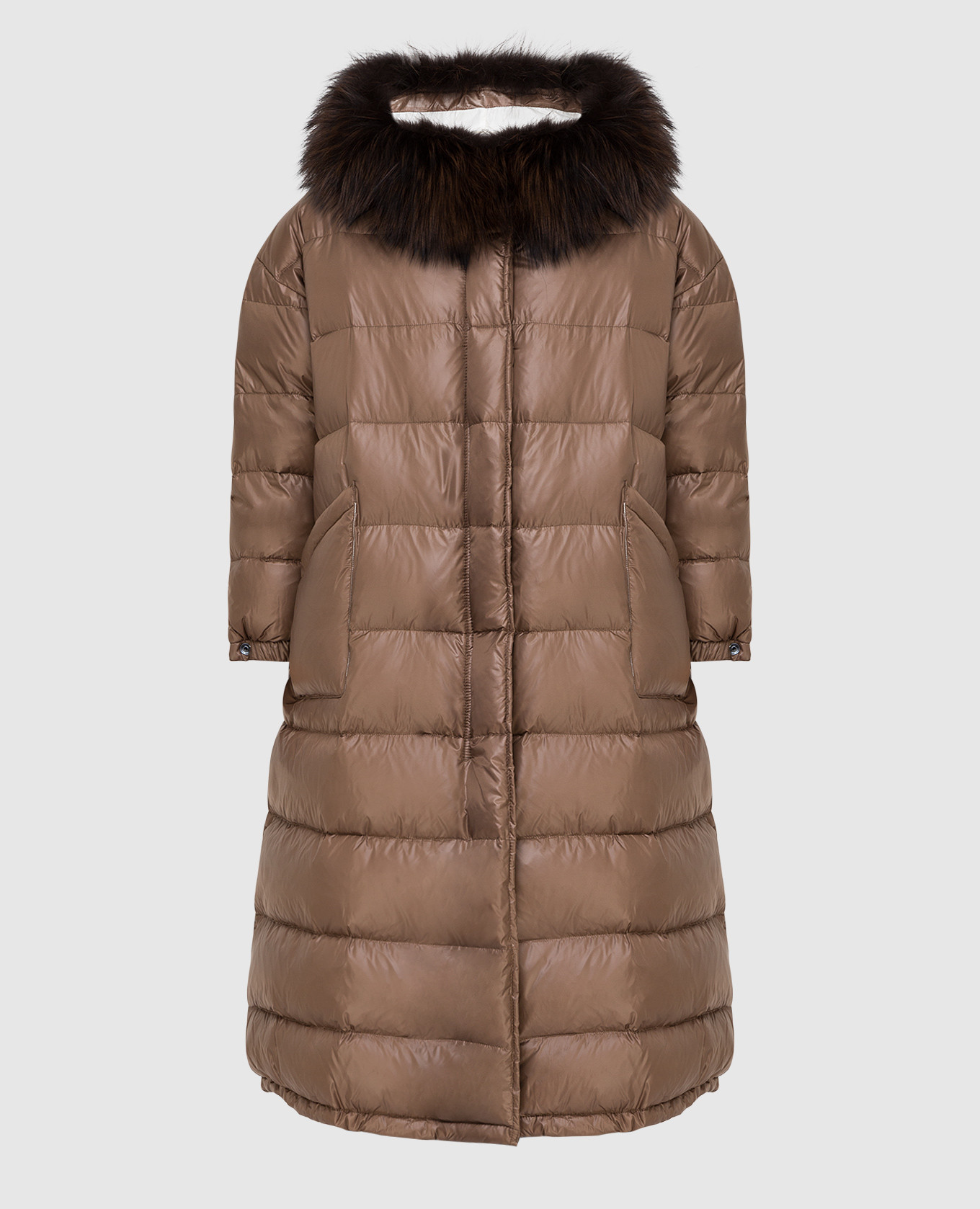 

Dark beige down jacket with fox fur Simonetta Ravizza