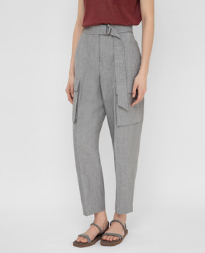 Brunello Cucinelli Gray wool and linen trousers MF509P7541