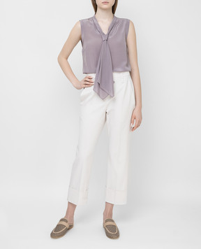 Brunello Cucinelli Lilac silk top MP992DO712