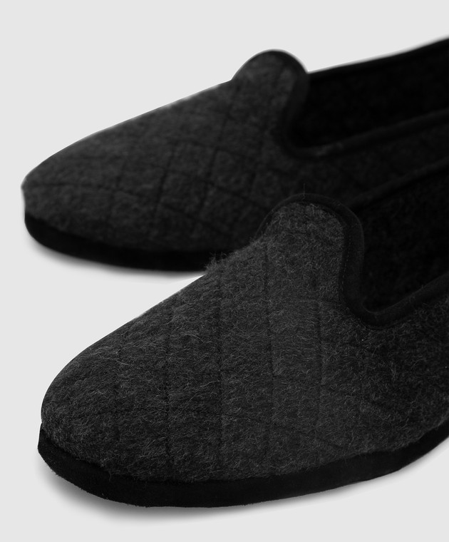 Loro Piana Dark gray cashmere slippers F3FAA1774 shop with