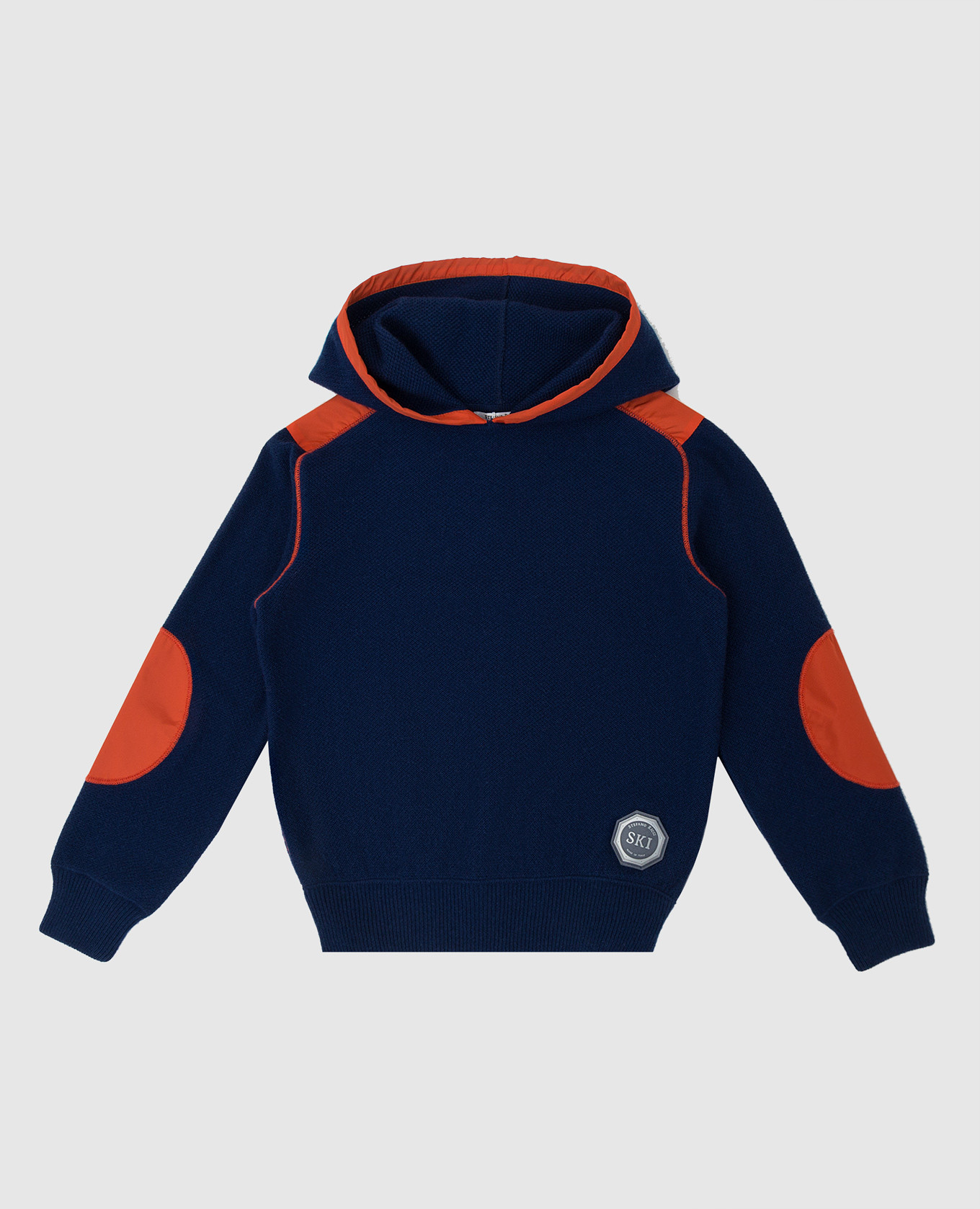 Children's cashmere hoodie with contrast panels stefano ricci