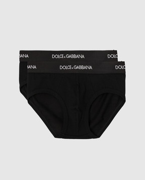 Dolce&Gabbana Children's set of black slips with logo L4J700G7OCT