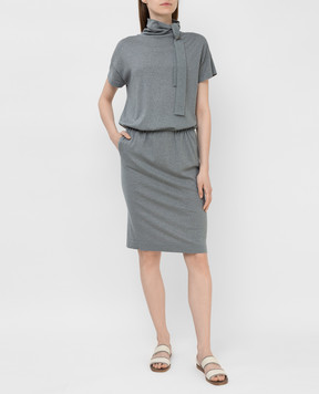 Brunello Cucinelli Gray dress with lurex M41819A94P