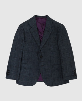 Stefano Ricci Children's dark gray jacket in wool, silk, cashmere and linen Y1RF732000PI13HC
