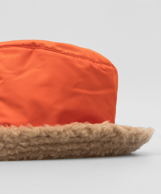 Meteo By Yves Salomon - Reversible orange wool bucket hat 