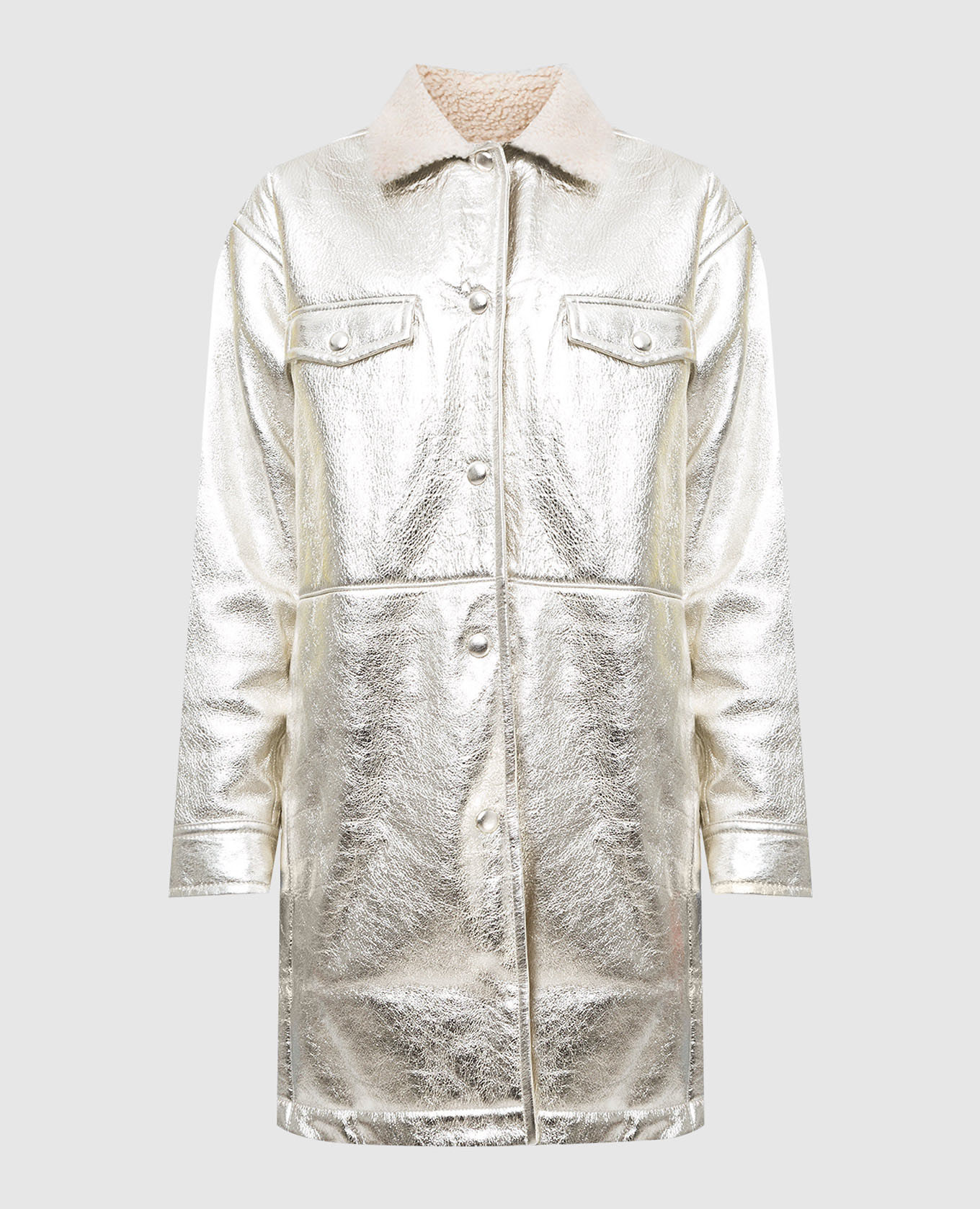 Silver sheepskin coat with slits