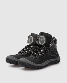 Stefano Ricci Children's black leather boots YRU6SG801NAVH