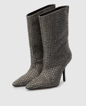 Eddy Daniele Gray suede boots in Swarovski crystals EW21901