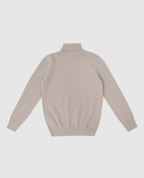 Stefano Ricci Children's light beige cashmere patterned sweater K808002D01Y16482