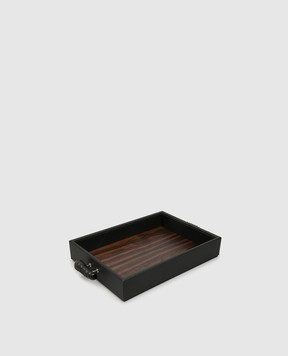 Lorenzi MIlano Wooden tray covered with leather 402211