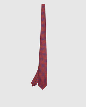 Stefano Ricci Children's silk burgundy set of patterned tie and pache scarf YDH29025