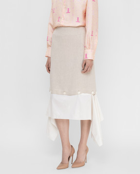 Lanvin Beige linen skirt RWST428T4342
