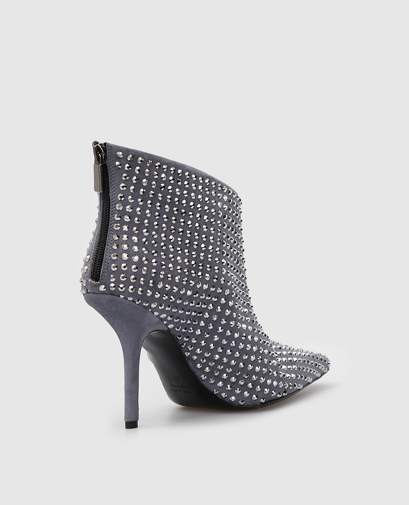 Gray suede ankle boots in Swarovski crystals Eddy Daniele 4