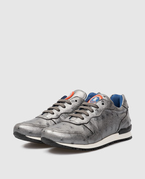 Stefano Ricci Children's Silver Leather Sneakers YRU01G808STRP
