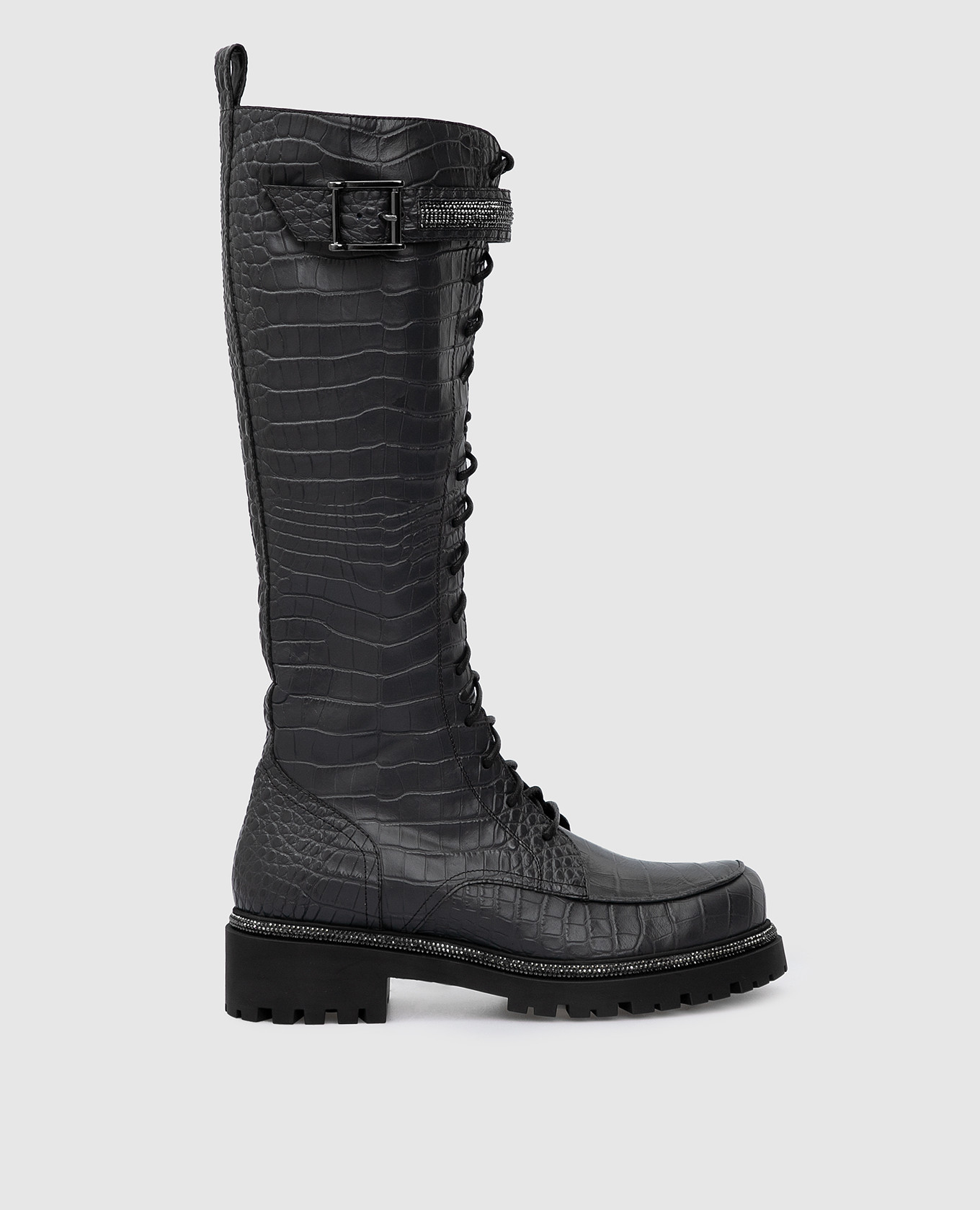 

Bika charcoal leather boots with crystals Rene Caovilla, Серый