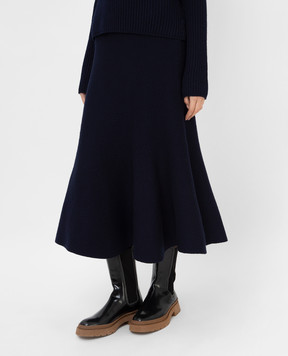 Gabriela Hearst Olive navy merino wool skirt 1219221A043