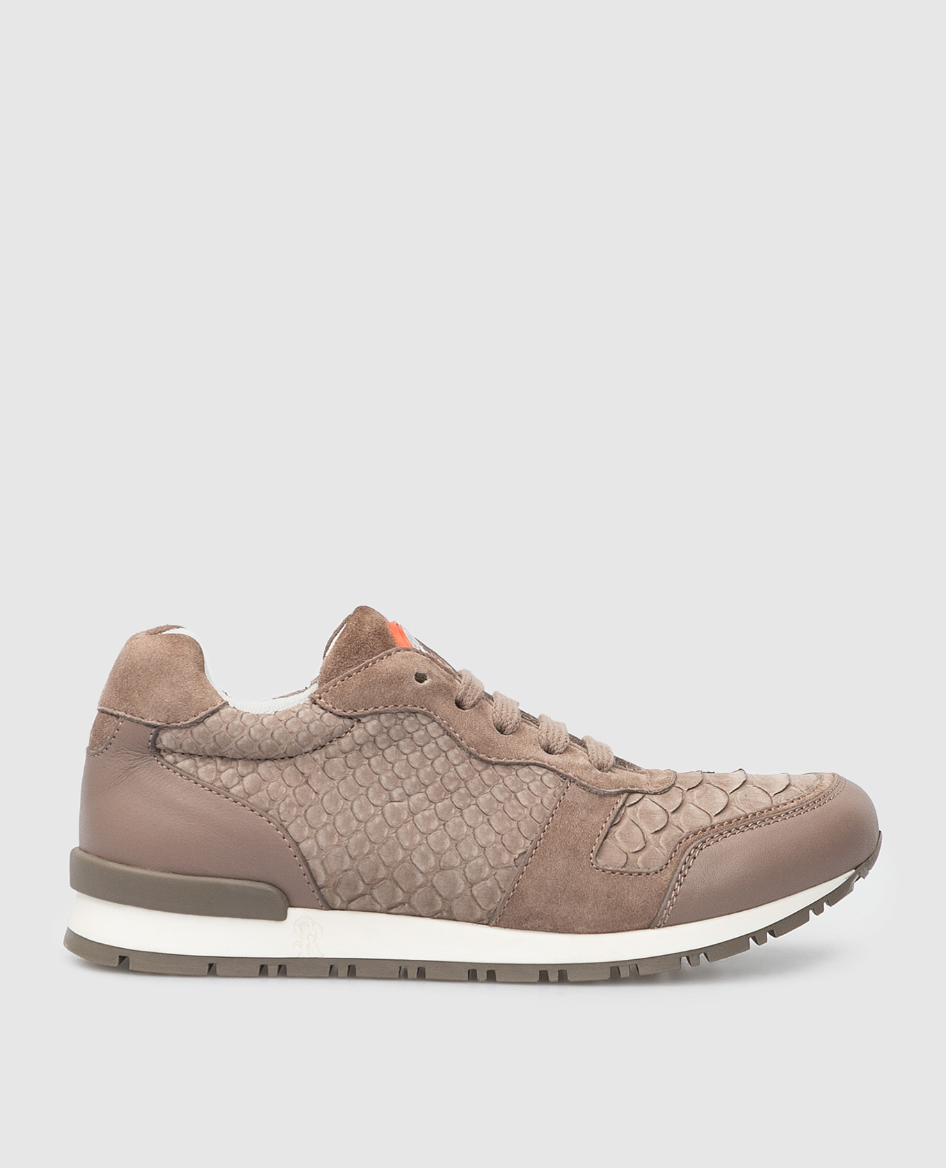 Kid's dark beige python sneakers stefano ricci