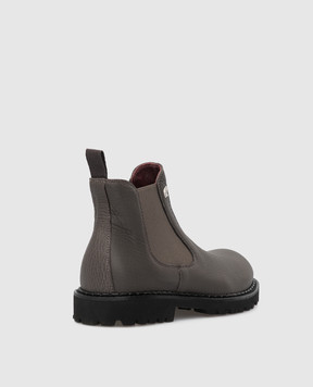 Stefano Ricci Kids Charcoal Leather Chelsea YRU10G857SK