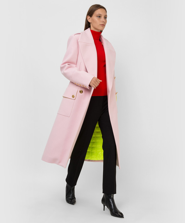 Balmain - Pink wool coat WF0UD020W142 - shop with European