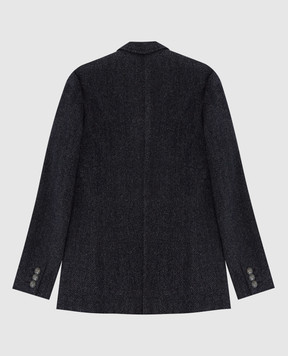 Stefano Ricci Children's double-breasted dark blue wool coat Y1ZSPC6000WC801