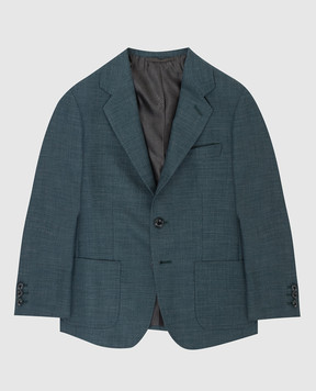 Stefano Ricci Children's dark green wool and silk jacket Y1RF3712T0HC3991