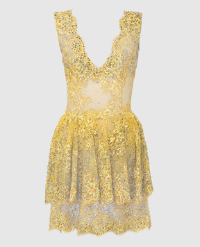 Ermanno Scervino Yellow Crystal Cocktail Dress D392Q350OJI
