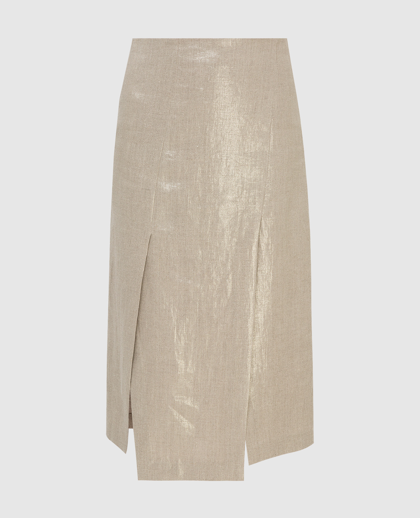 

Beige linen skirt Brunello Cucinelli, Бежевый