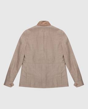 Stefano Ricci Children's dark beige wool, silk and linen jacket YAJ7200040WKL901