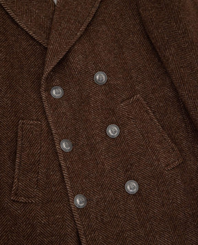 Stefano Ricci Children's double-breasted brown wool coat Y3ZSPC6000WC801