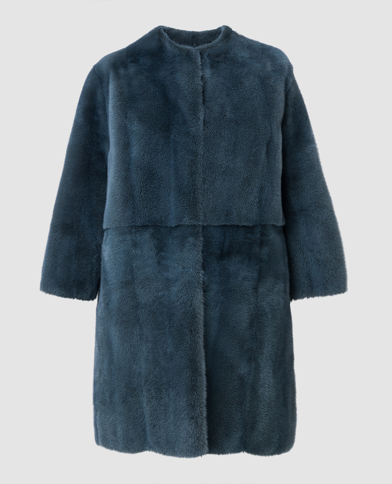Turquoise fur coat made of mink fur