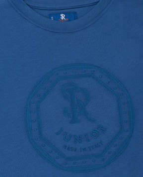 Stefano Ricci Children's blue t-shirt with monogram embroidery YNH6400010803