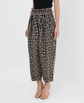Balmain Wool trousers with logo pattern WF0PQ045W149