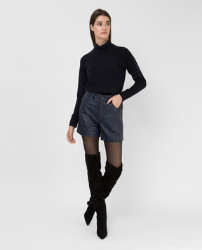Simonetta Ravizza Zinnia navy leather shorts ZINNIA