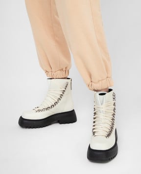 Alevi Milano Ines white leather boots L22W1001C0340