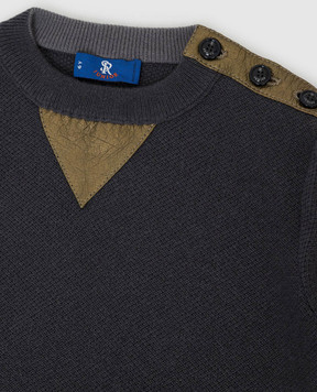 Stefano Ricci Children's cashmere sweater with leather inserts K808003GSYY16483