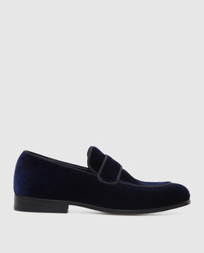 Stefano Ricci Children's dark blue velvet loafers YR59CG8019VL