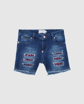 Philipp Plein Children's blue denim shorts GDT00541216