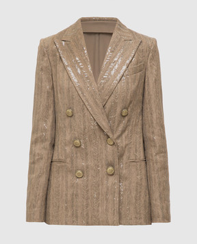 Brunello Cucinelli Beige jacket with sequins MF5788606