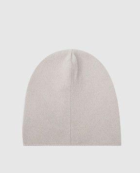 Stefano Ricci Children's light gray cashmere hat with emblem YAK6S10CUFF6SA04