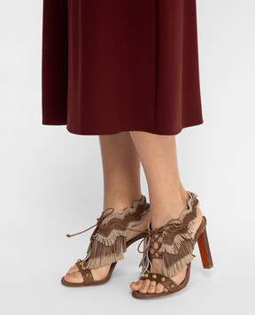 Santoni Brown Suede Sandals ChangeClear WHKL58535HI2ROWX
