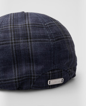 Stefano Ricci Checked wool, silk and linen baby cap YVF2019PWKL01B